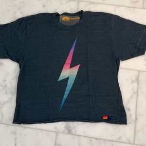 Aviator Nation Lightning Bolt Boyfriend Tee Sz M - Women | Color: Grey